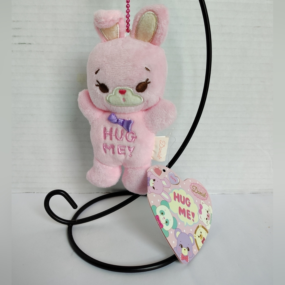 Stuffed Plush Rabbit Kawaii Domiel Hug Me! Keychain Bag Dangle Pink Bunny NIC